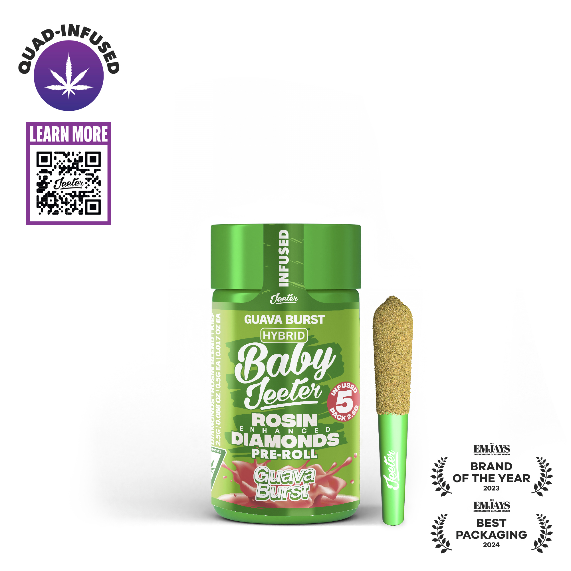 Jeeter - GUAVA BURST INFUSED BABY JEETER 0.5G X 5 2.5G PREROLL Main Image