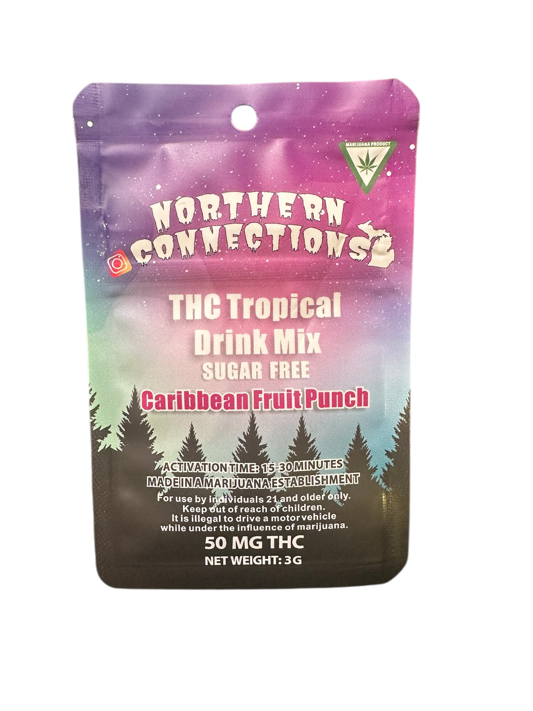 SUGAR FREE CARIBBEAN FRUIT PUNCH THC DRINK MIX 50MG