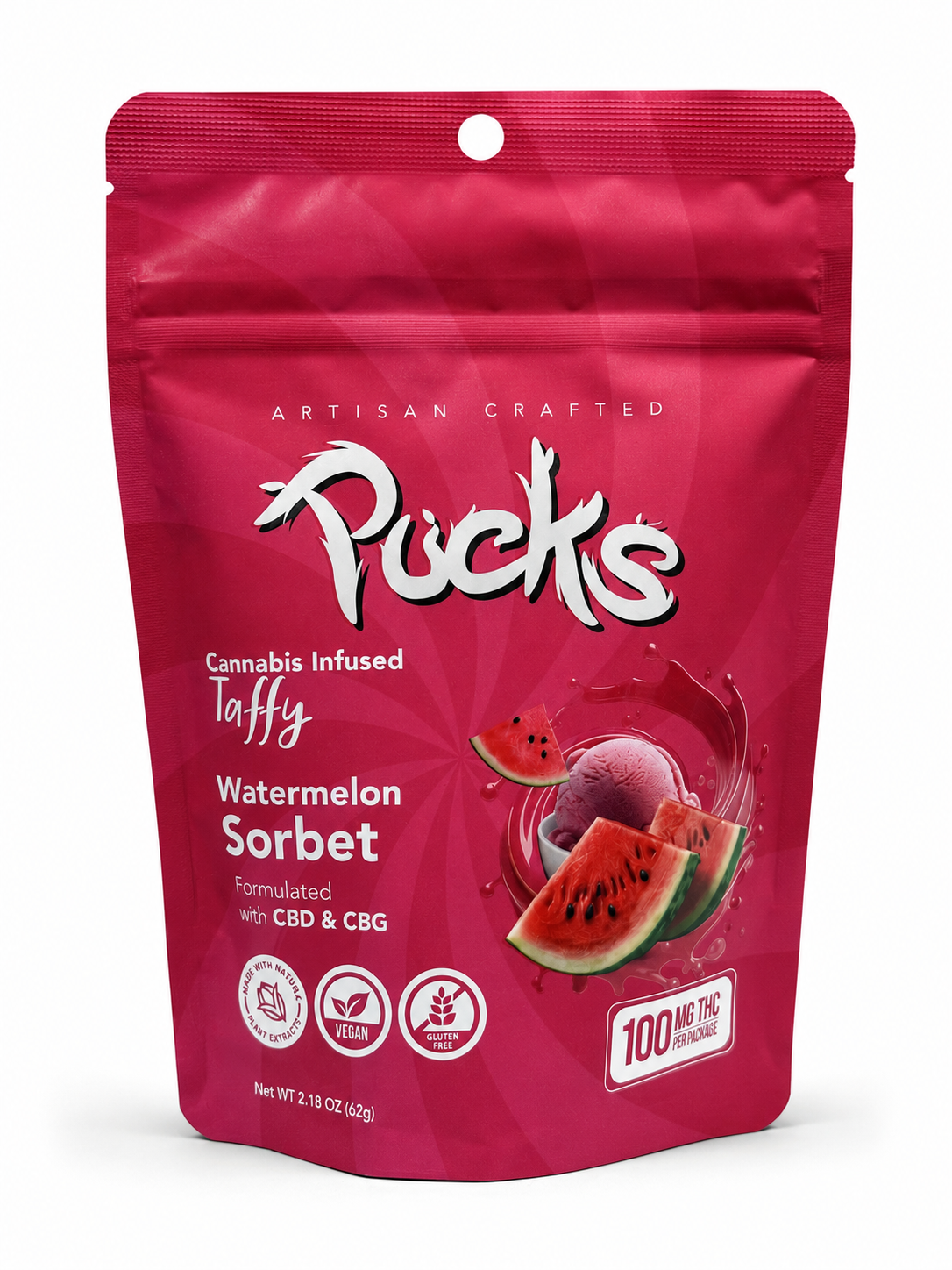 WATERMELON SORBET TAFFY 100MG