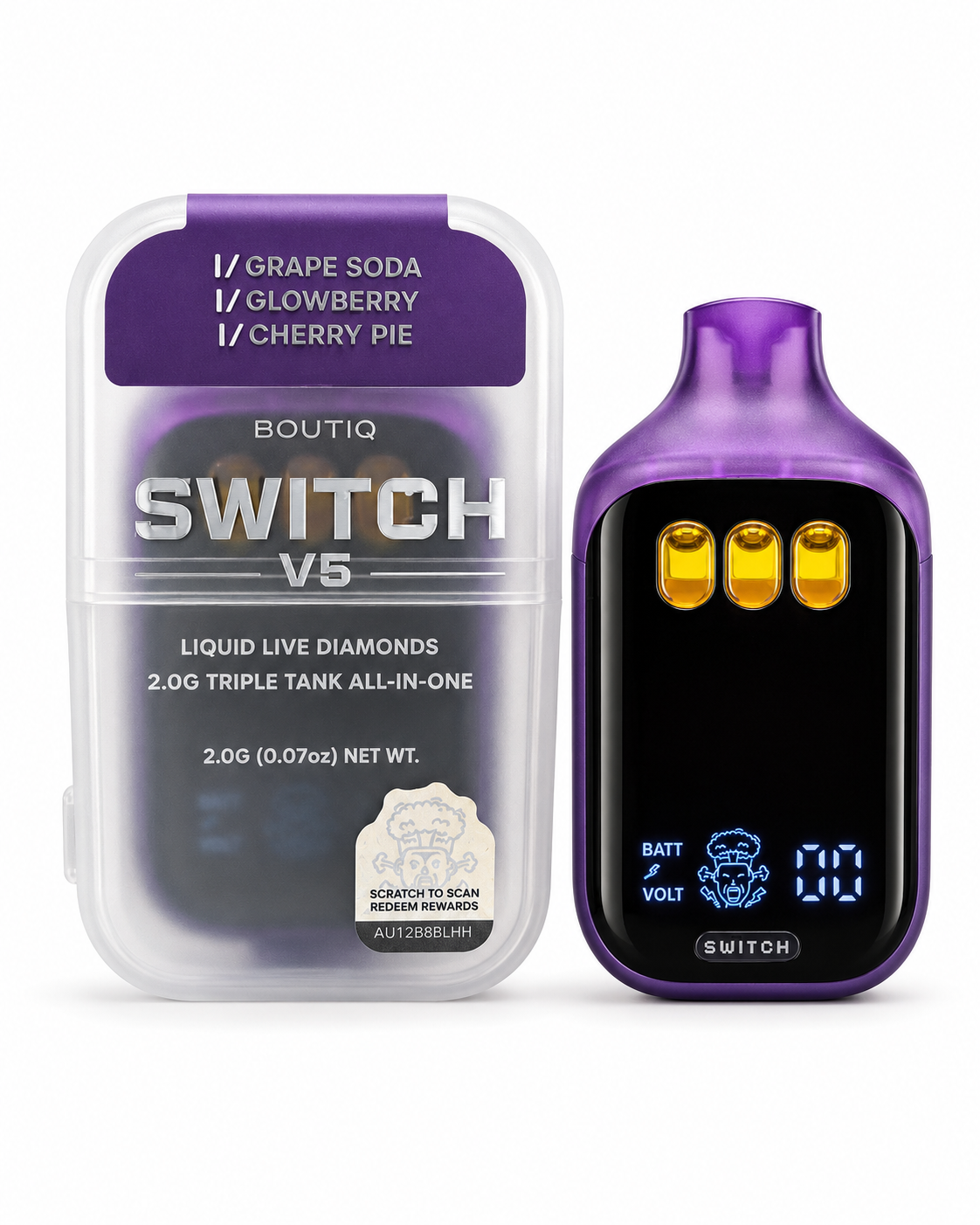 SWITCH AIO GRAPE SODA/GLOWBERRY/CHERRY PIE 2G
