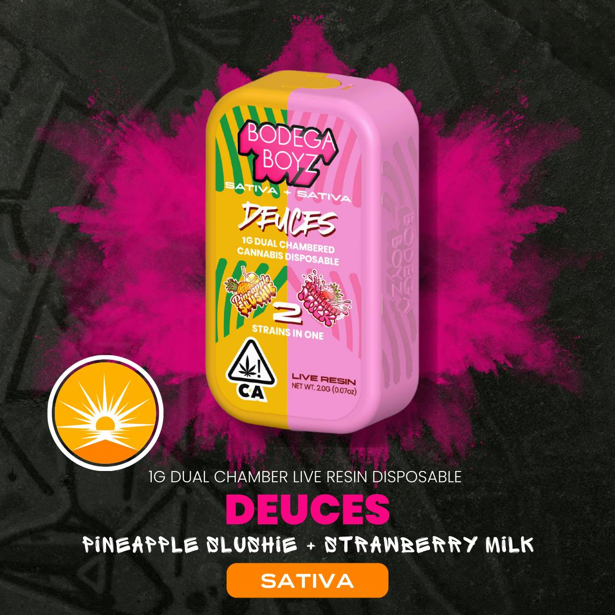 BODEGA BOYZ, 1.0G DUAL AIO (S/S), PINEAPPLE SLUSHIE X STRAWBERRY MILK   Premium Cannabis Products Near Me
