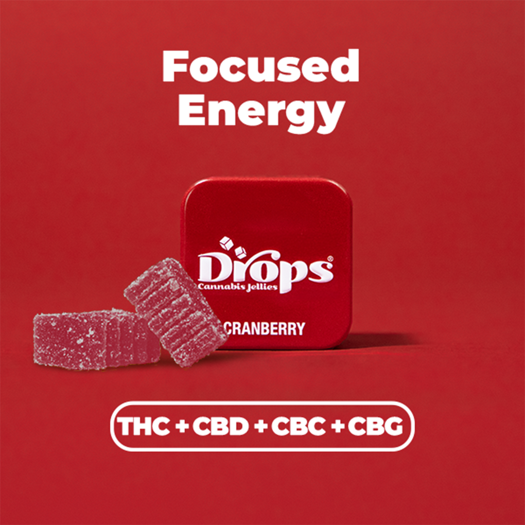 Drops - 2CT- CRANBERRY- 1:1:1:1- THC:CBD:CBC:CBG- BANANA PUNCH- JELLIES