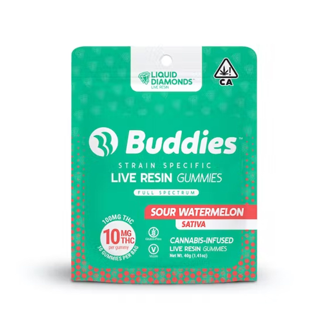 Buddies - 10CT- SOUR WATERMELON - LIVE RESIN GUMMIES Main Image