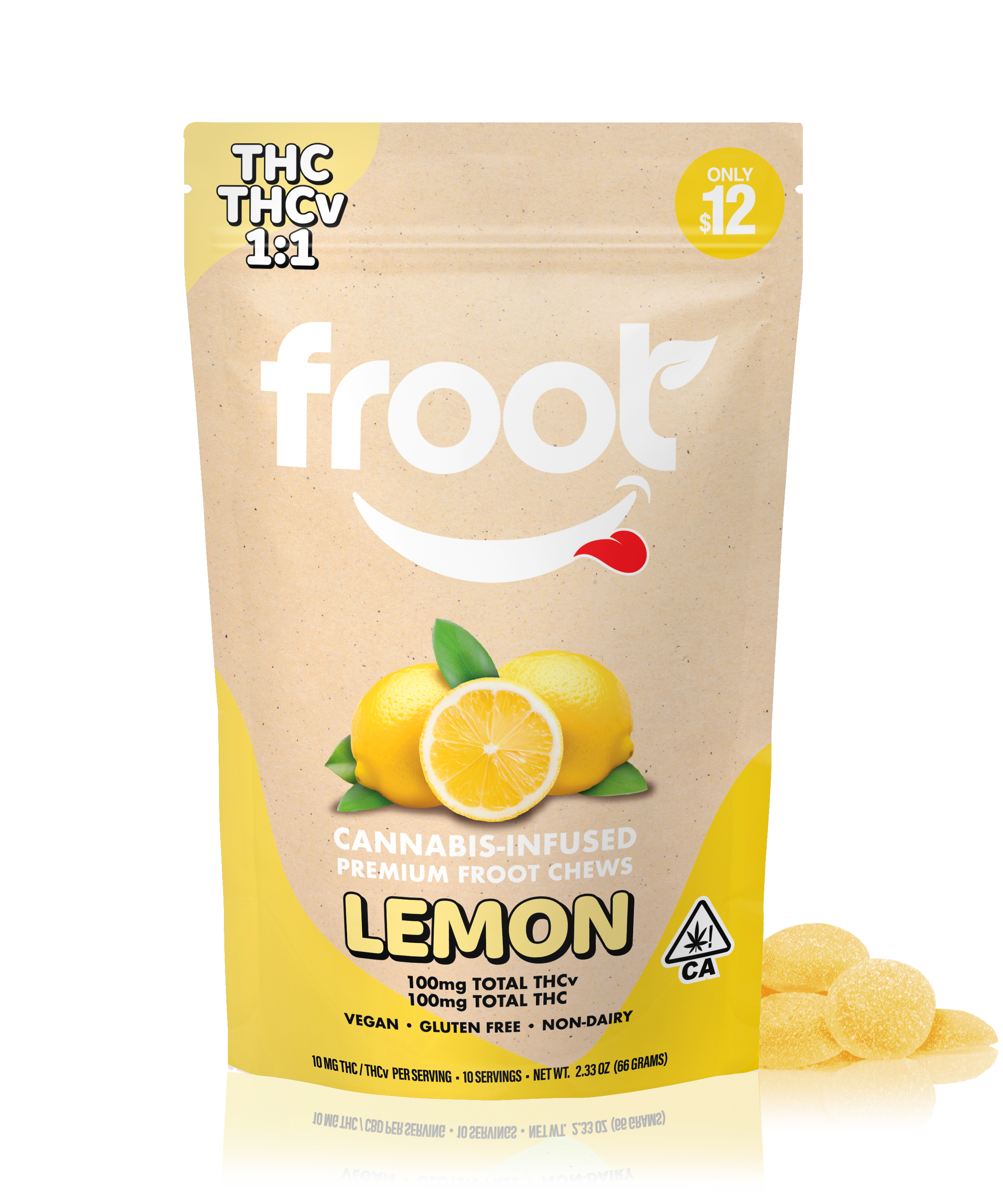 Froot - 10CT- LEMON- 1:1- THC:THCv- GUMMIES Main Image