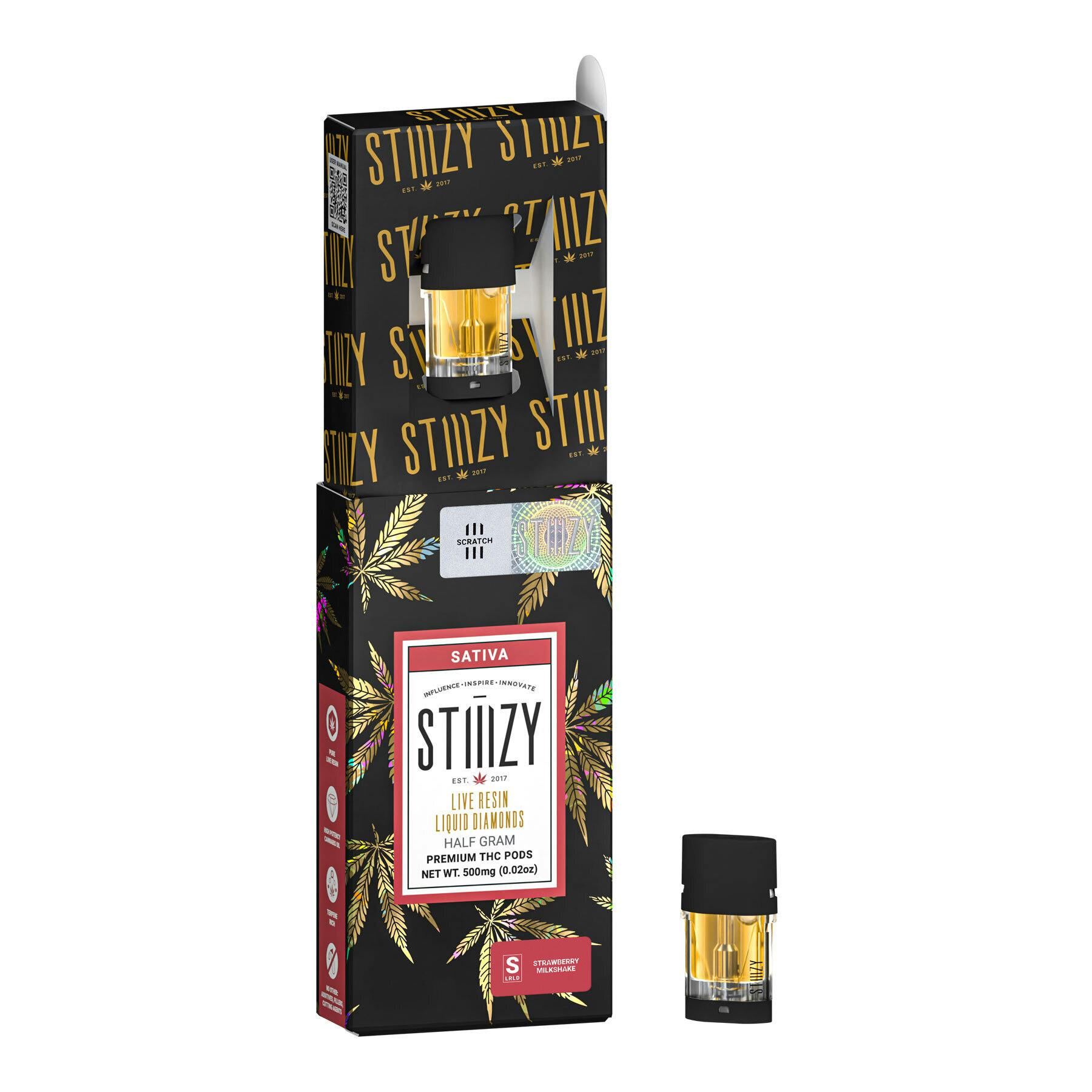 Stiiizy - 0.5G- STRAWBERRY MILKSHAKE- LIVE RESIN LIQUID DIAMONDS- POD