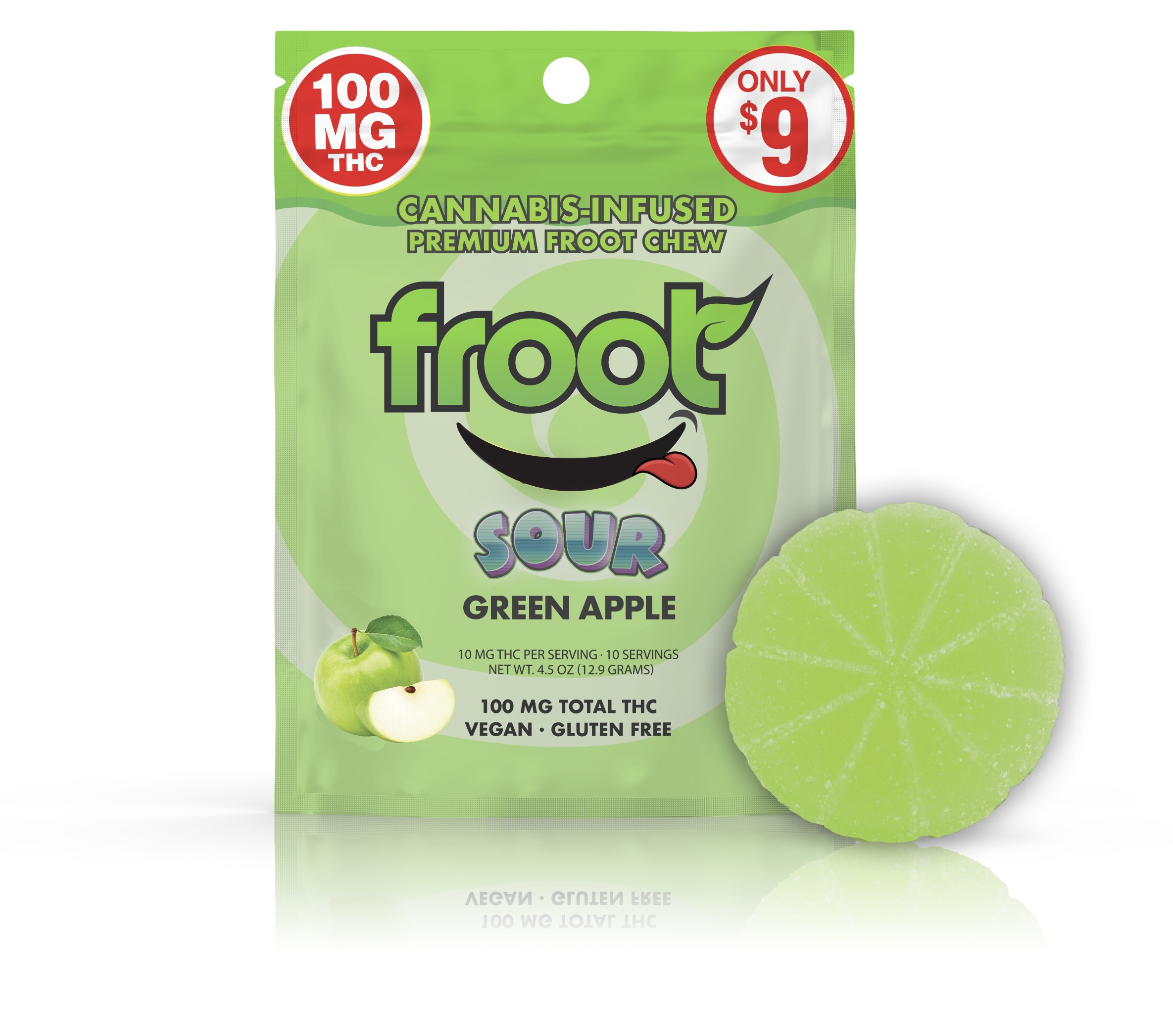 SINGLE- 100MG- SOUR GREEN APPLE- GUMMY