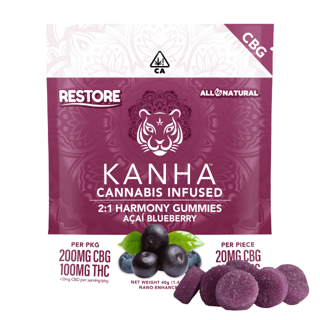 10CT- ACAI BLUEBERRY- 2:1- CBG:THC- HARMONY- GUMMIES