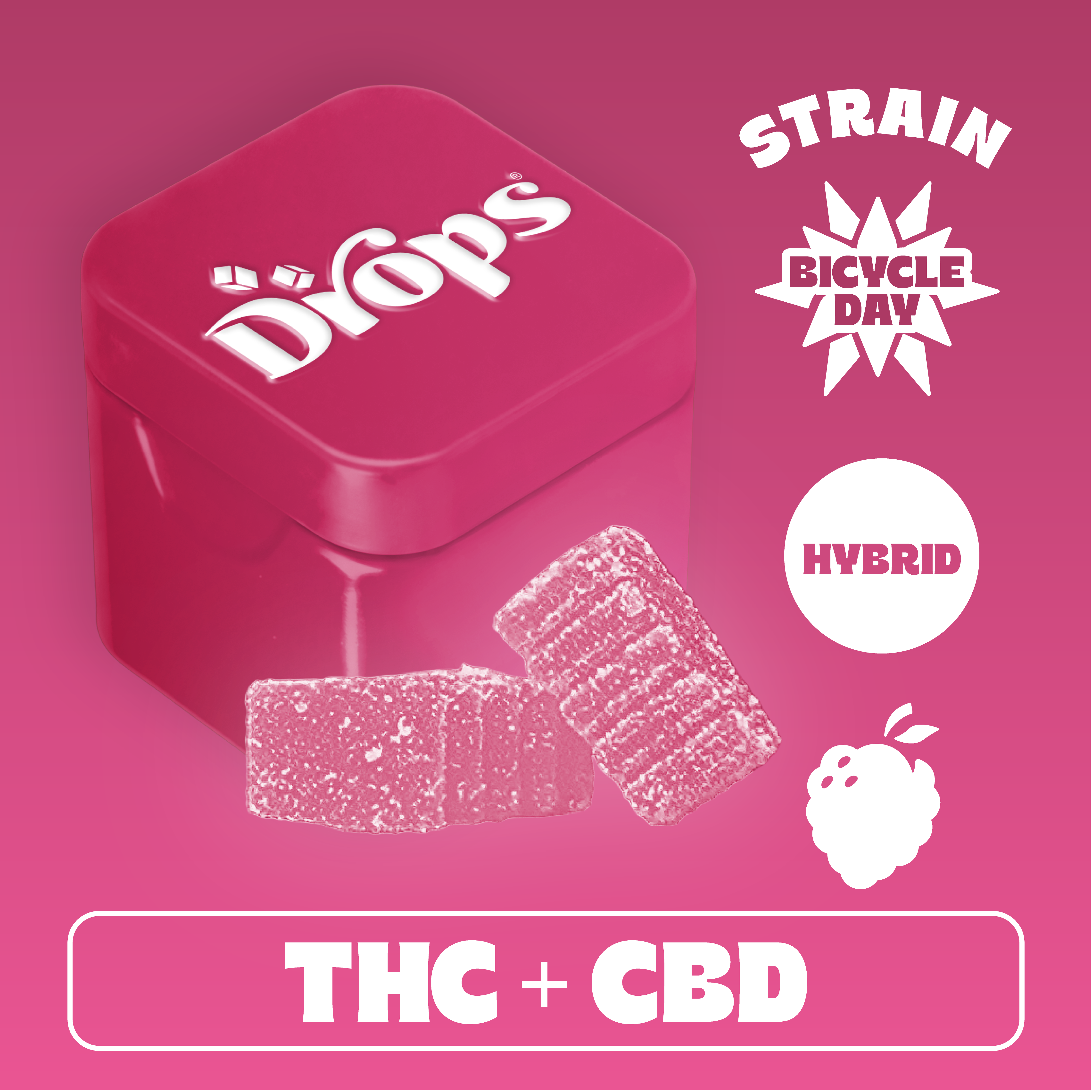 2CT- RASPBERRY- 1:2- THC:CBD- BICYCLE DAY- JELLIES
