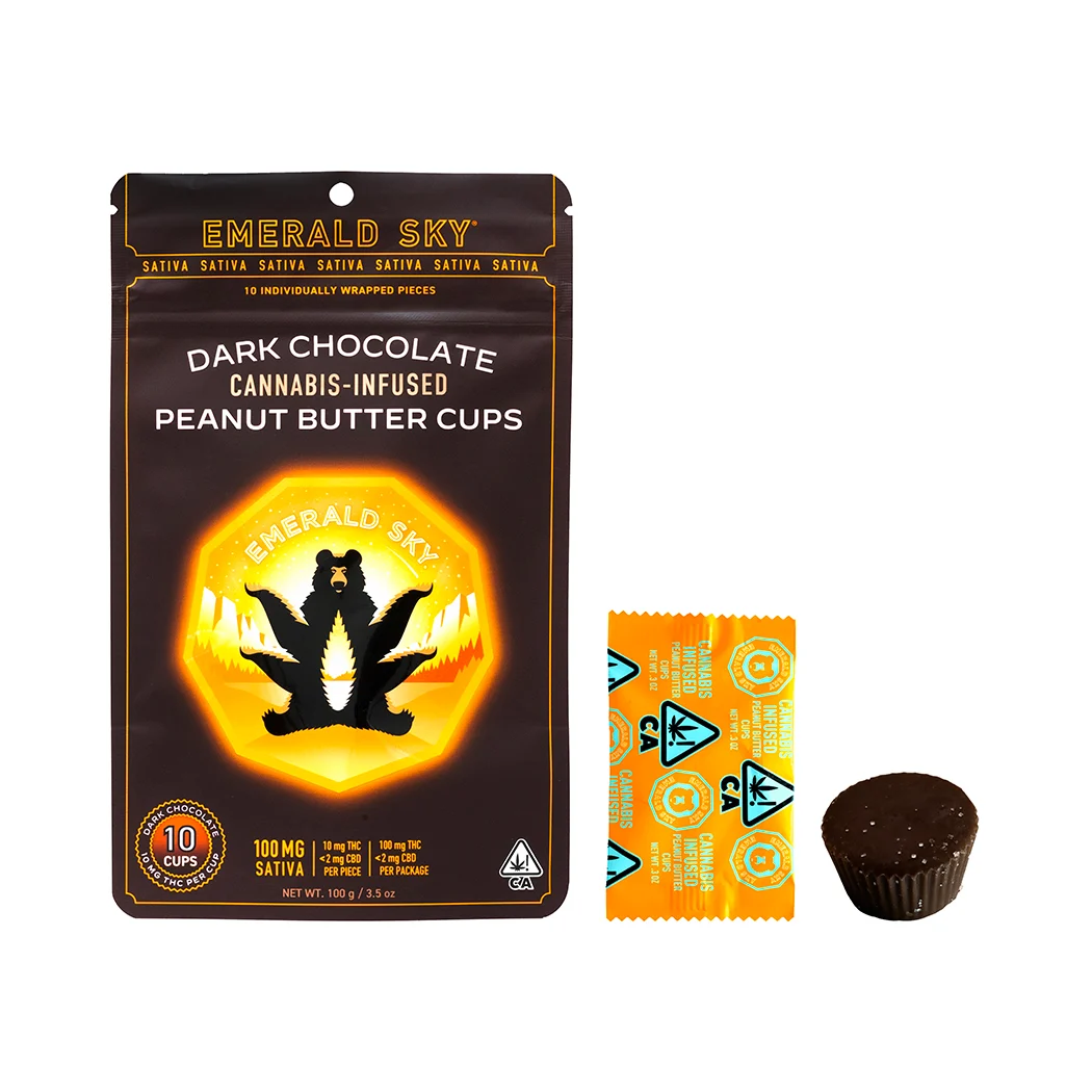 10CT- SATIVA- PEANUT BUTTER CUPS- DARK CHOCOLATE