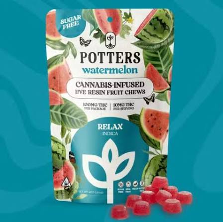 Potters - 10CT- WATERMELON- SUGAR FREE- LIVE RESIN- FRUIT CHEWS Main Image