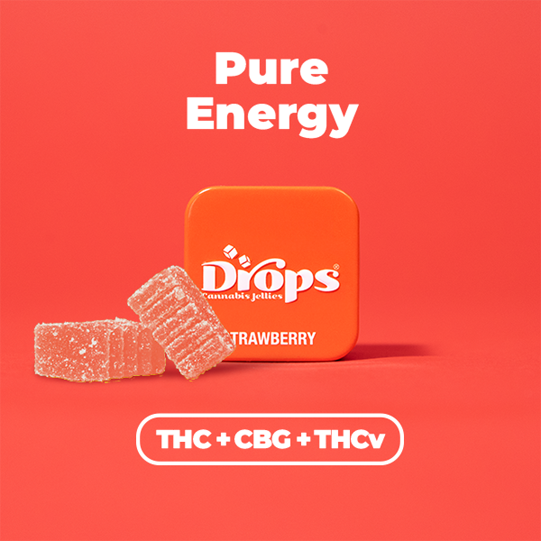 Drops - 2CT- STRAWBERRY- 1:1:2- THC:CBG:THCV- SOUR STRAWBERRY- JELLIES