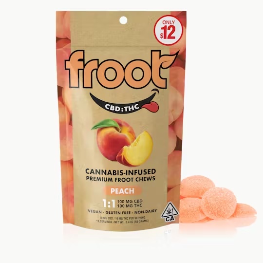 10CT- PEACH- 1:1- THC:CBD- GUMMIES