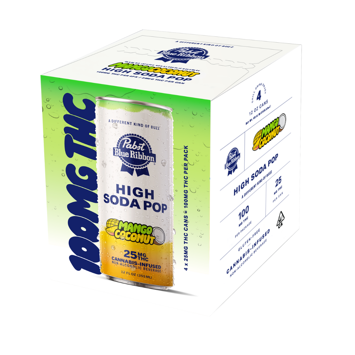 Pabst blue ribbon - 4PK- PBR- MANGO COCONUT- HIGH SODA