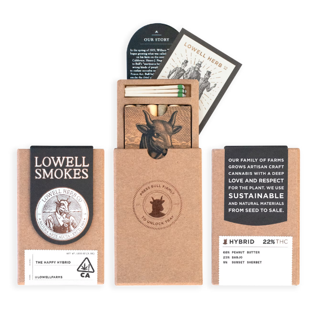 Lowell herb co. - 10PK- 0.35G- THE HAPPY HYBRID- PRE ROLLS