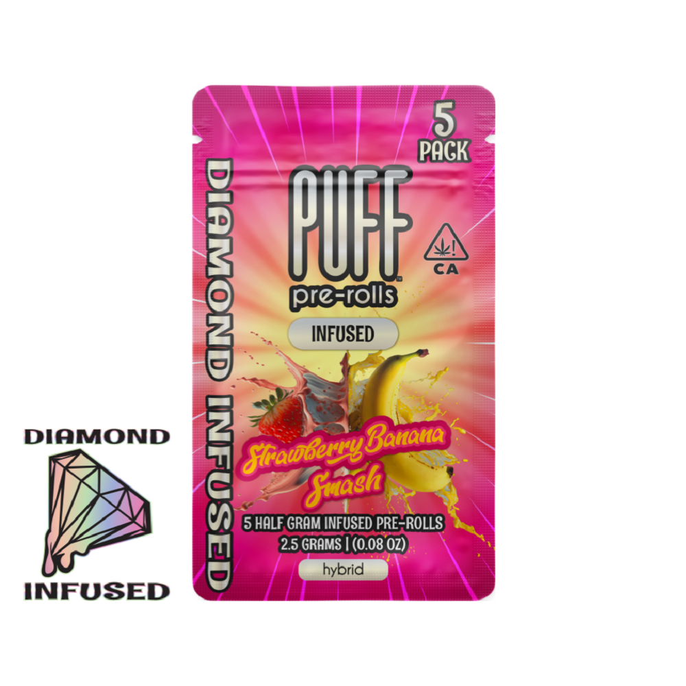 Puff - 5PK- 0.5G- STRAWBERRY BANANA SMASH- DIAMOND INFUSED