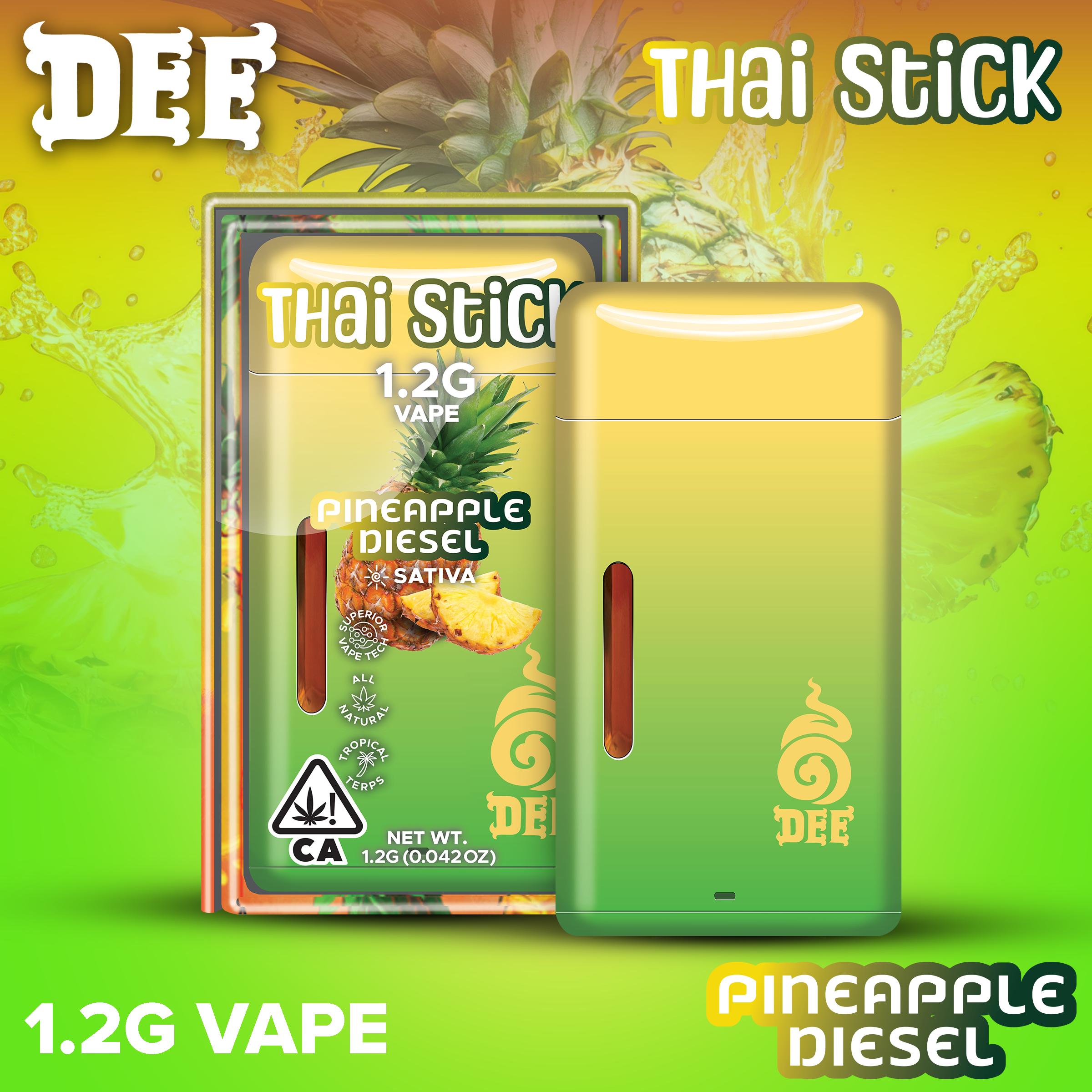 Dee thai - 1.2G- PINEAPPLE DIESEL- DISPOSABLE VAPE Main Image