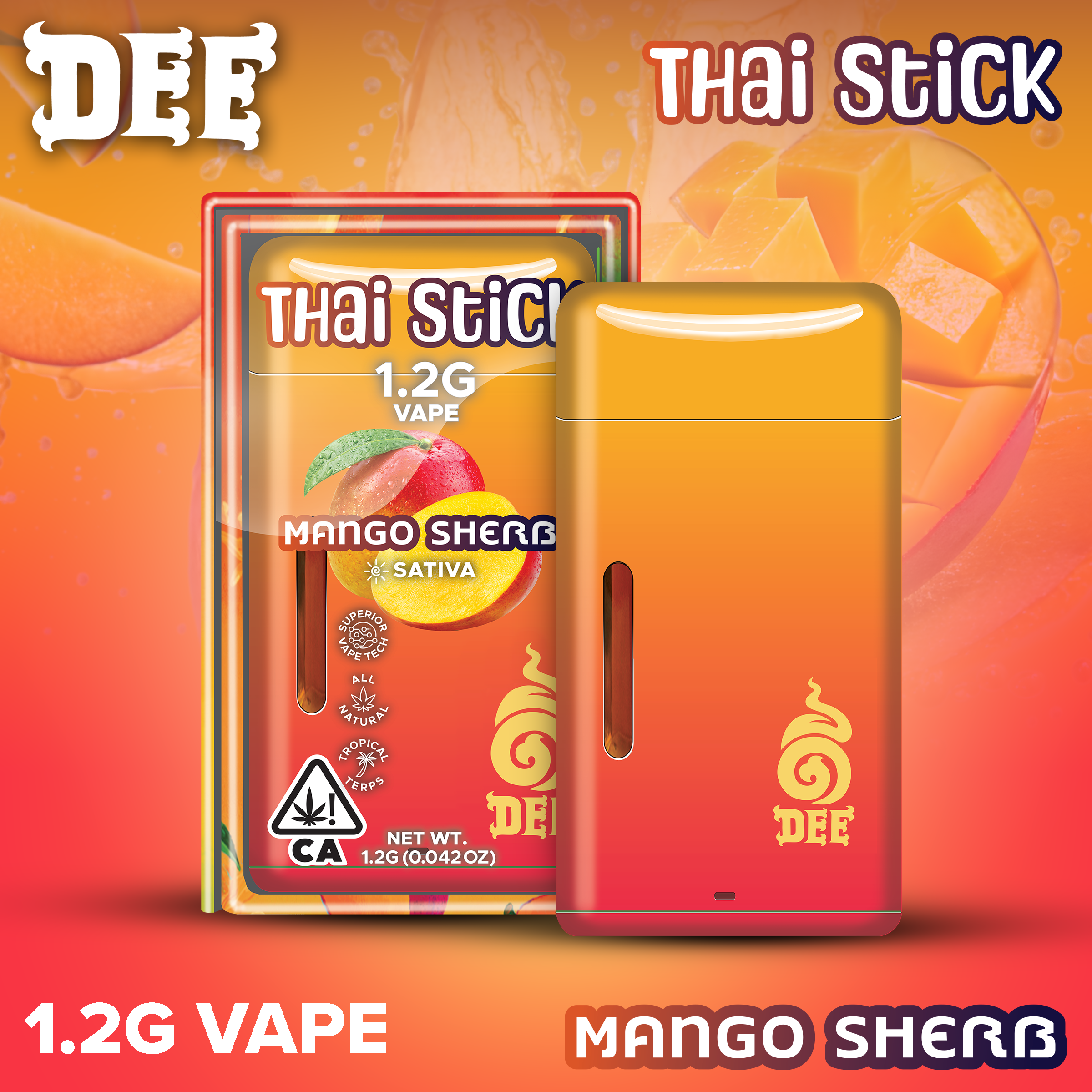 Dee thai - 1.2G- MANGO SHERB- DISPOSABLE VAPE Main Image