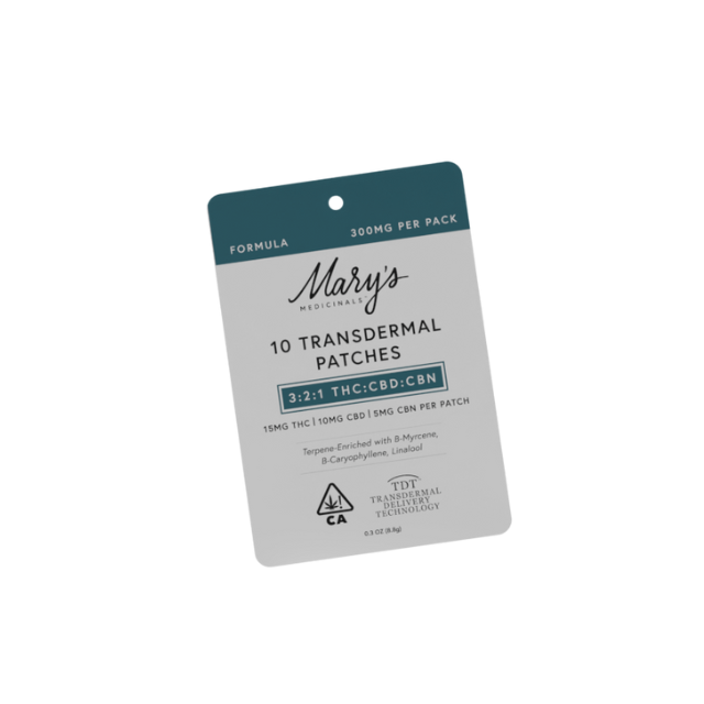 10CT- 300MG- FORMULA- 3:2:1 THC:CBD:CBN- TRANSDERMAL PATCHES
