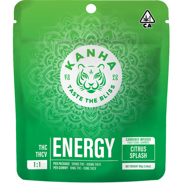 10CT- CITRUS SPLASH- 1:1- THC:THCV- ENERGY FX- GUMMIES- NANO