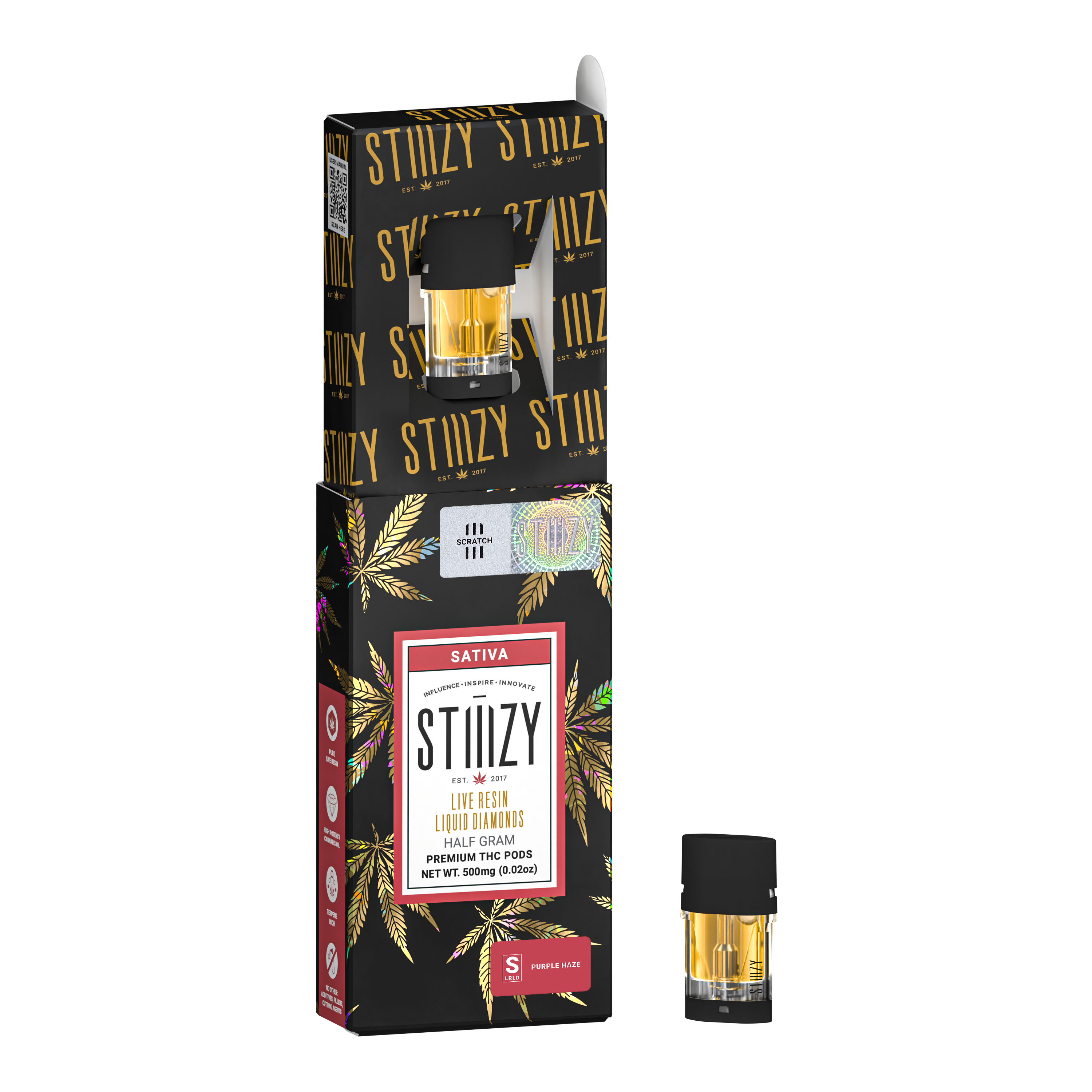 Stiiizy - 0.5G- PURPLE HAZE- LIVE RESIN LIQUID DIAMONDS- POD Main Image