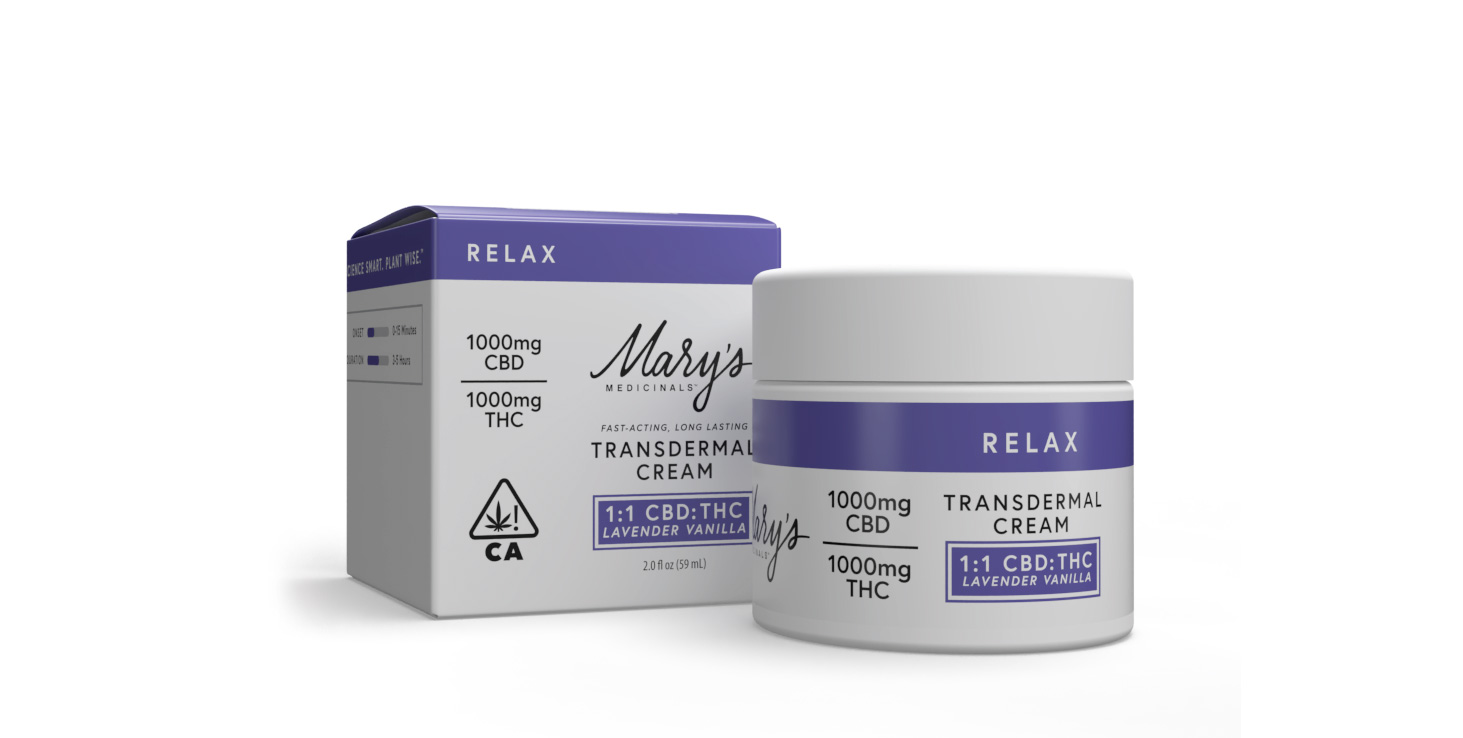 Mary's medicinal - 2 OZ- 1:1- LAVENDER VANILLA- CBD:THC- RELAX CREAM