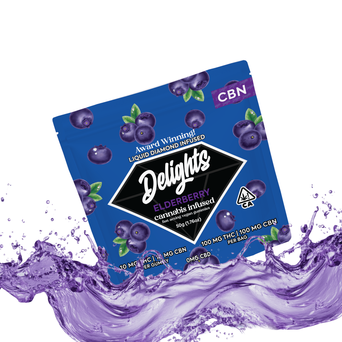 Delights: BLUE RASPBERRY LIQUID DIAMOND GUMMIES - 100 MG - 10 PACK