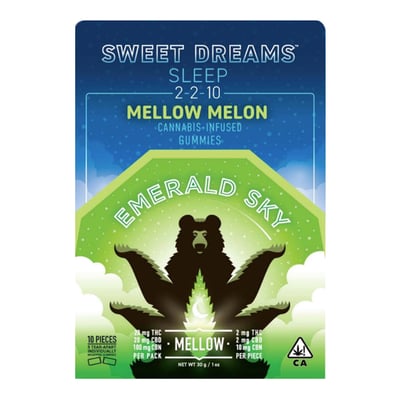 Emerald Sky: INDICA MELLOW MELON 2:2:10 THC/CBD/CBN GUMMIES - 20 MG - 5 PACK