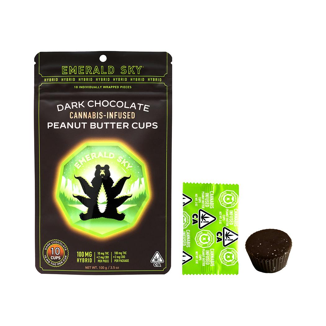 Emerald Sky — DARK CHOCOLATE HYBRID PEANUT BUTTER CUPS - 100 MG - 10 PACK