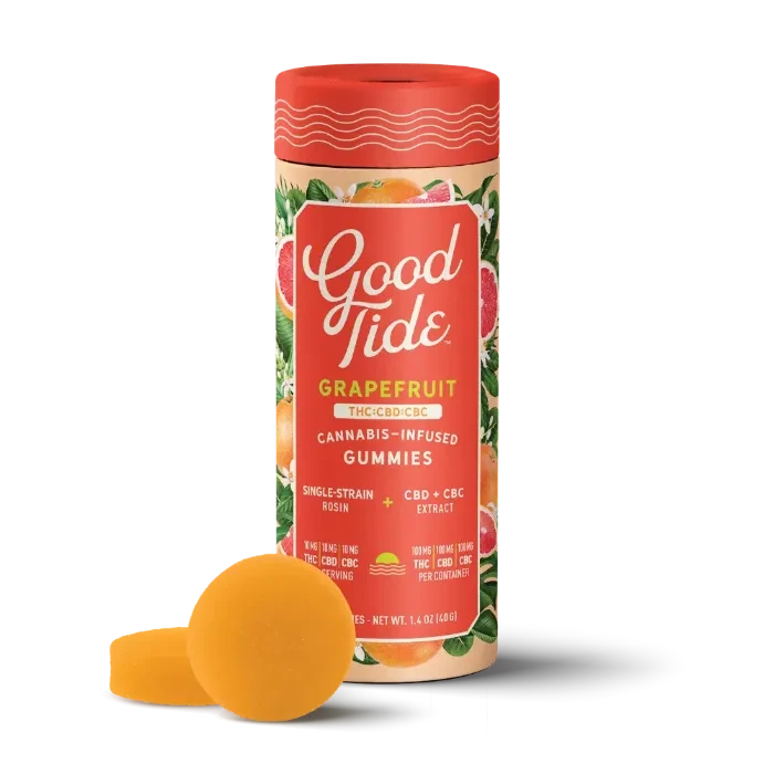 Good Tide: Grapefruit Rosin Gummy 1:1:1 THC:CBD:CBC 10 Pack 100MG