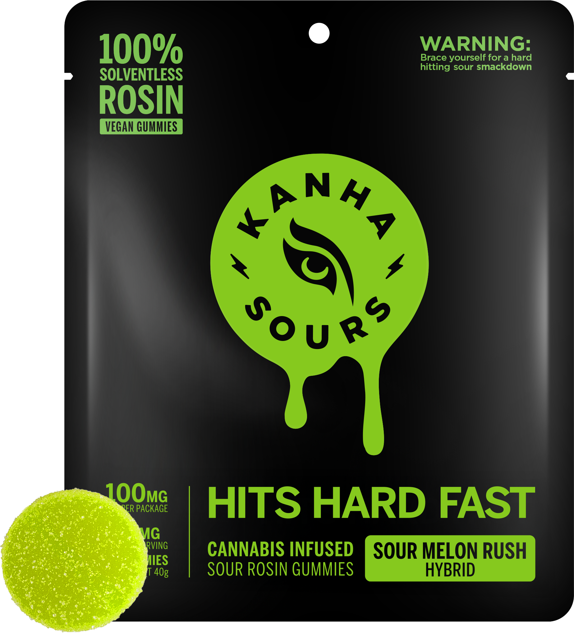GUMMY | LIVE ROSIN | SOUR MELON RUSH | 100MG | 10PK