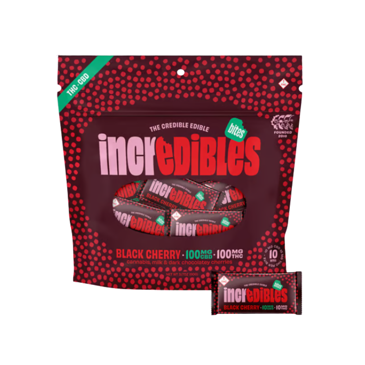 CHOCOLATE BITES | BLACK CHERRY | 1:1 THC:CBD | 100MG | 10PK