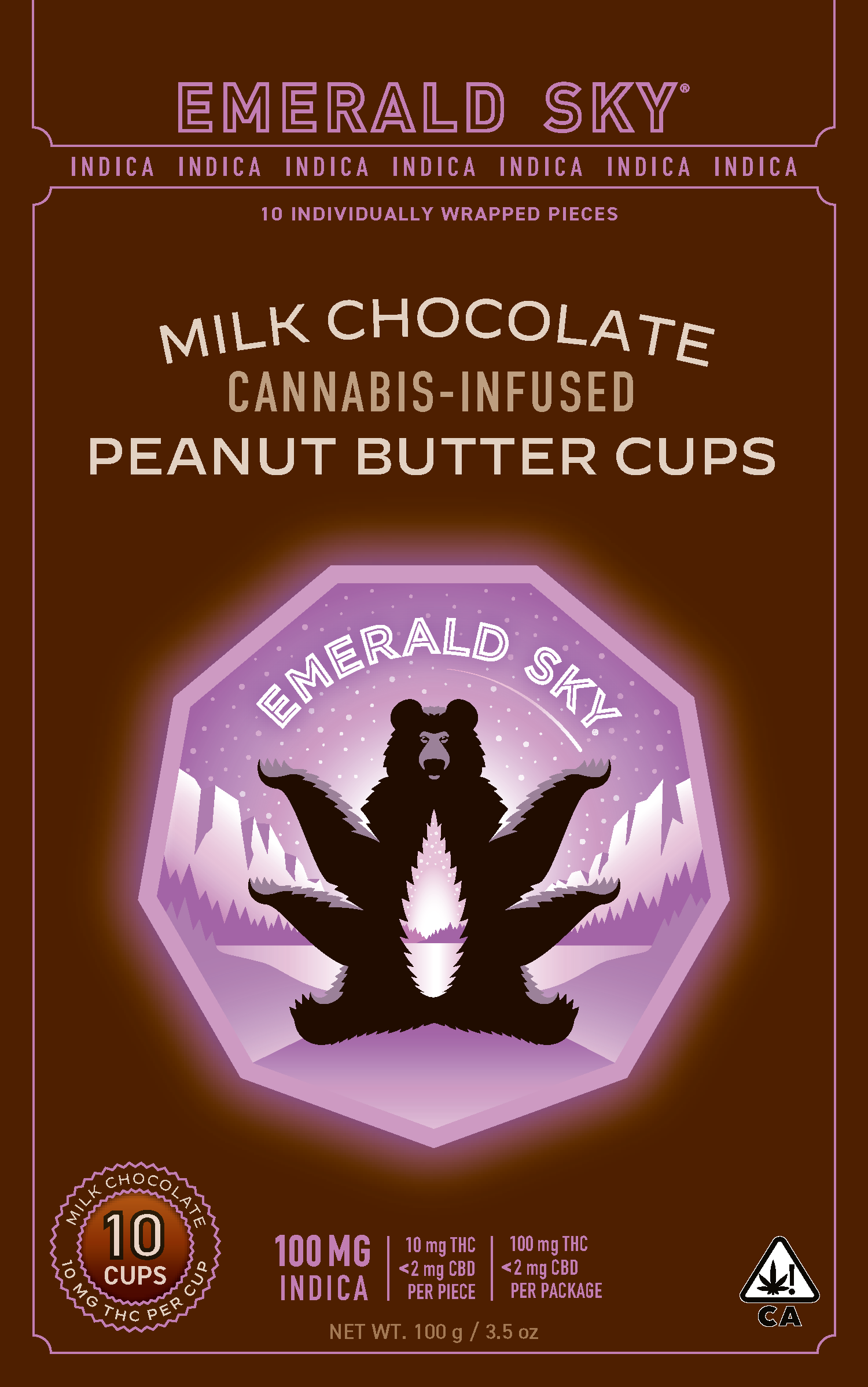 Emerald Sky: INDICA PEANUT BUTTER CUPS 100MG