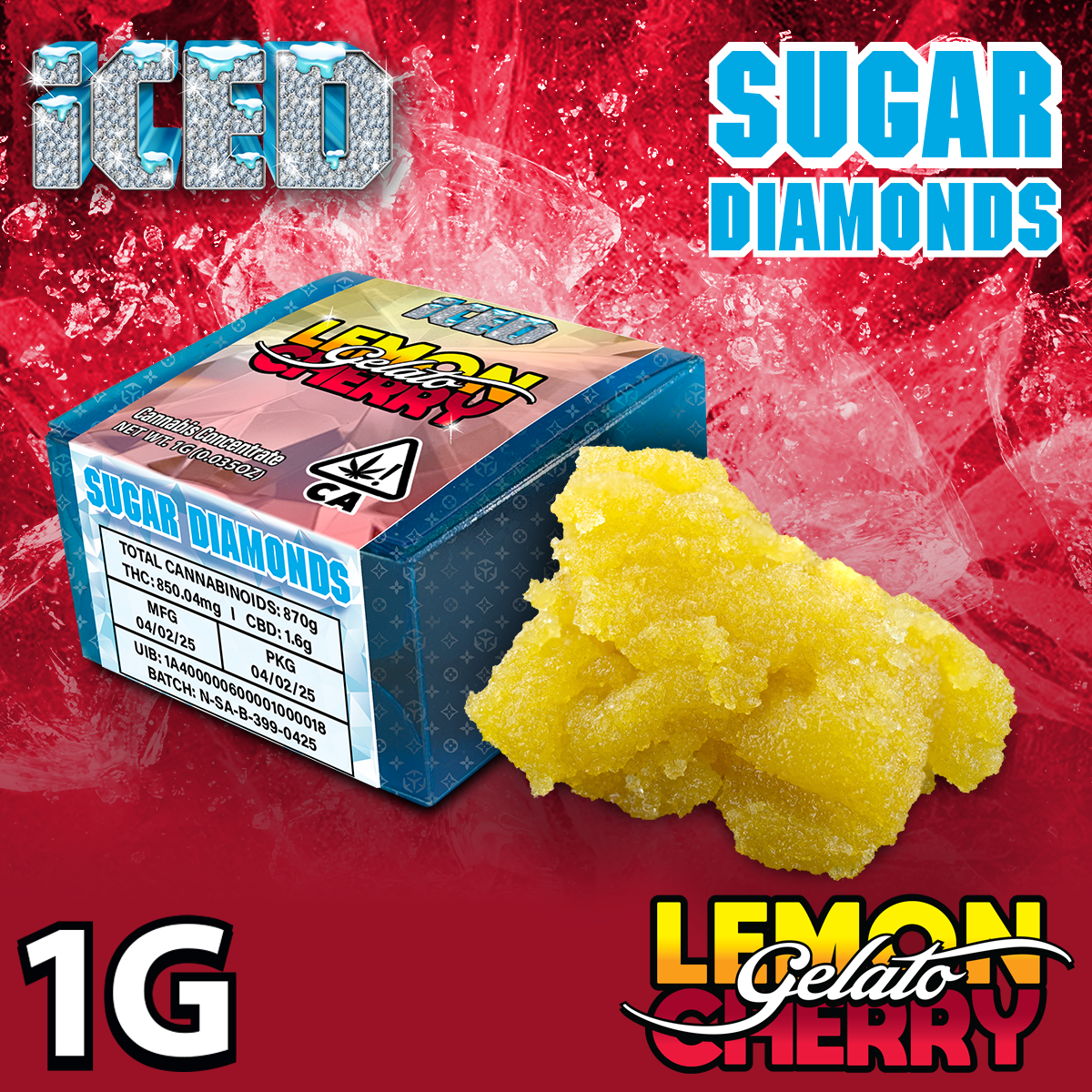 ICED — LEMON CHERRY GELATO 1.0G SUGAR DIAMONDS -