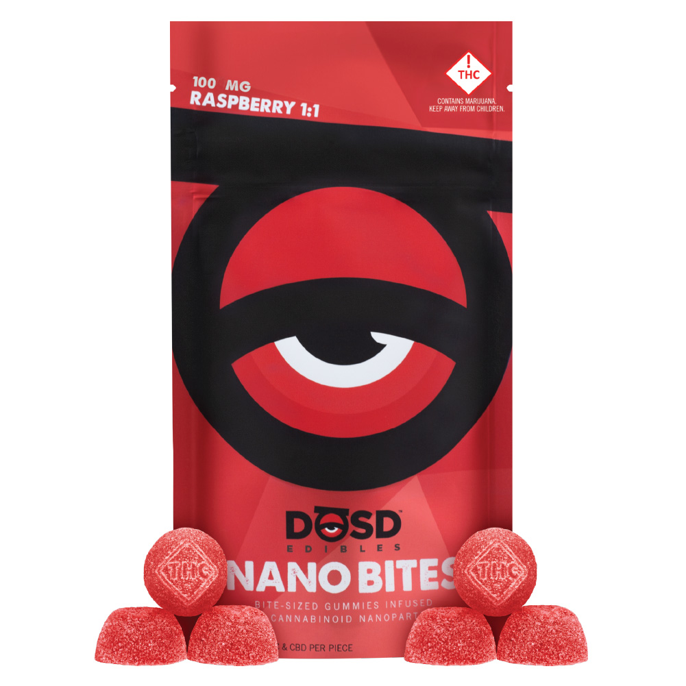 DOSD GUMMY RASPBERRY 1:1 (H) [10PK] 100MG