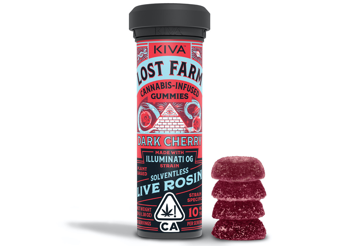 Lost Farm — DARK CHERRY ROSIN GUMMIES- STRAIN: ILLUMINATI OG-