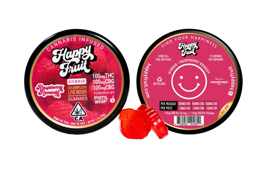 RASPBERRY REMEDY LIVE ROSIN GUMMIES 100MG THC, 100MG CBG, 100MG CBC