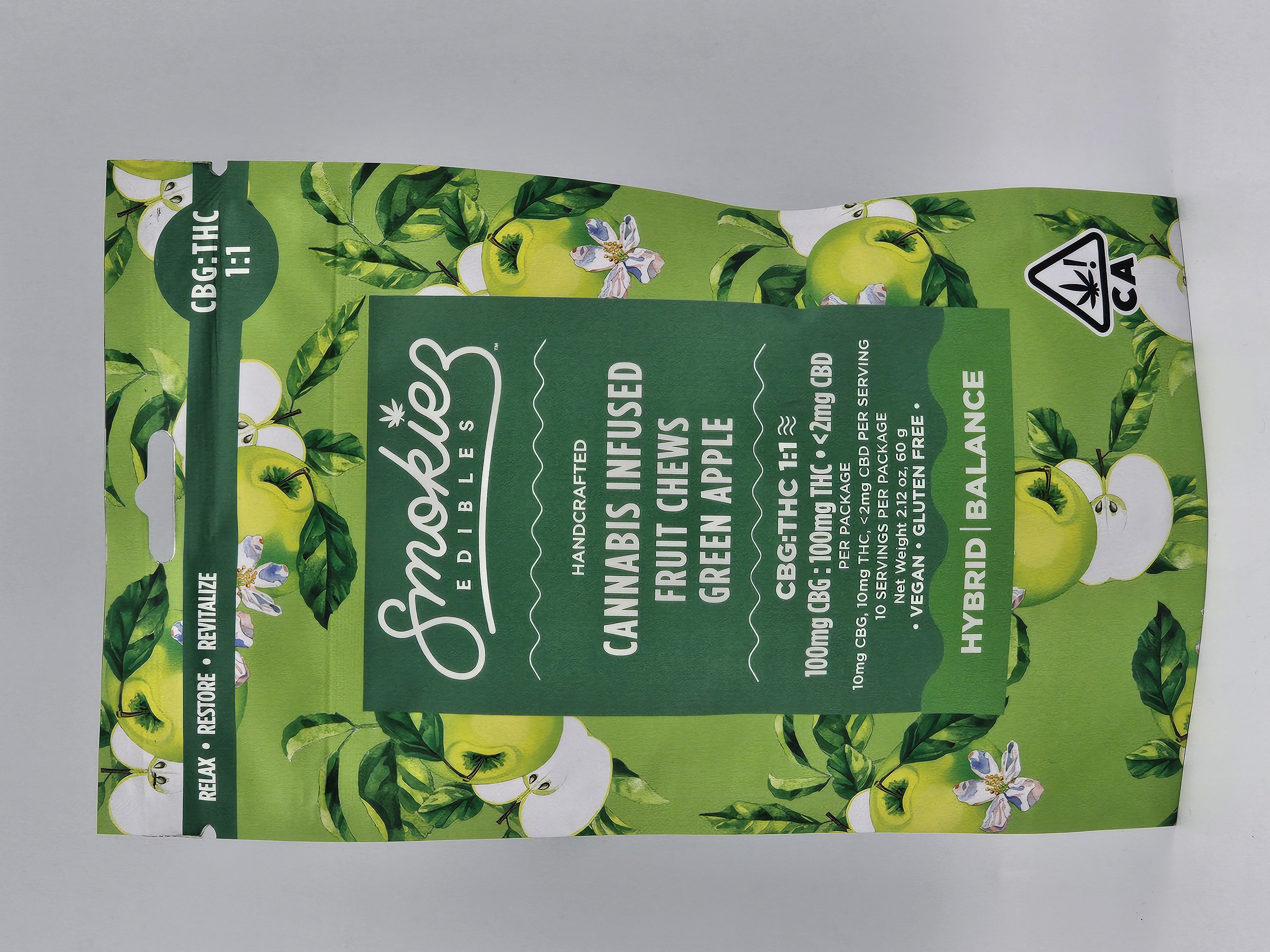 GREEN APPLE FRUIT CHEWS 100MG CBG, 100MG THC