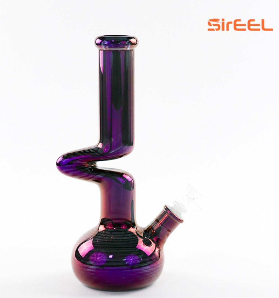 14'' SIREEL ELECTROPLATED ZONG SHAPED BONG W/ FLOWER HEAD