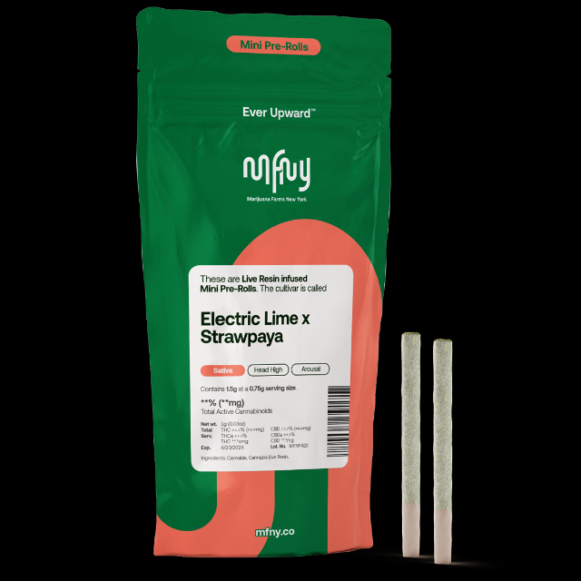 2 - 0.75G ELECTRIC LIME X STRAWPAYA LIVE RESIN INFUSED PREROLL