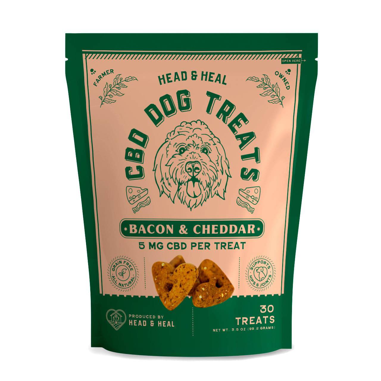 Head & Heal CBD Dog Treats Bacon & Cheddar - 5 mg - 30 Pack