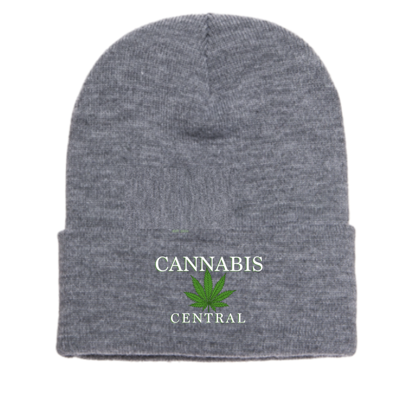 CANNABIS CENTRAL ADULT CUFFED BEANIE - HEATHER GREY
