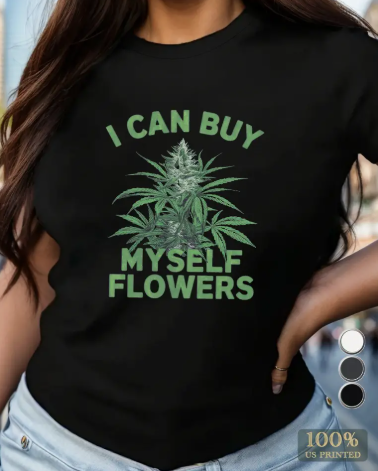 GRAPHIC TEE BUY MYSELF FLOWERS-MEDIUM