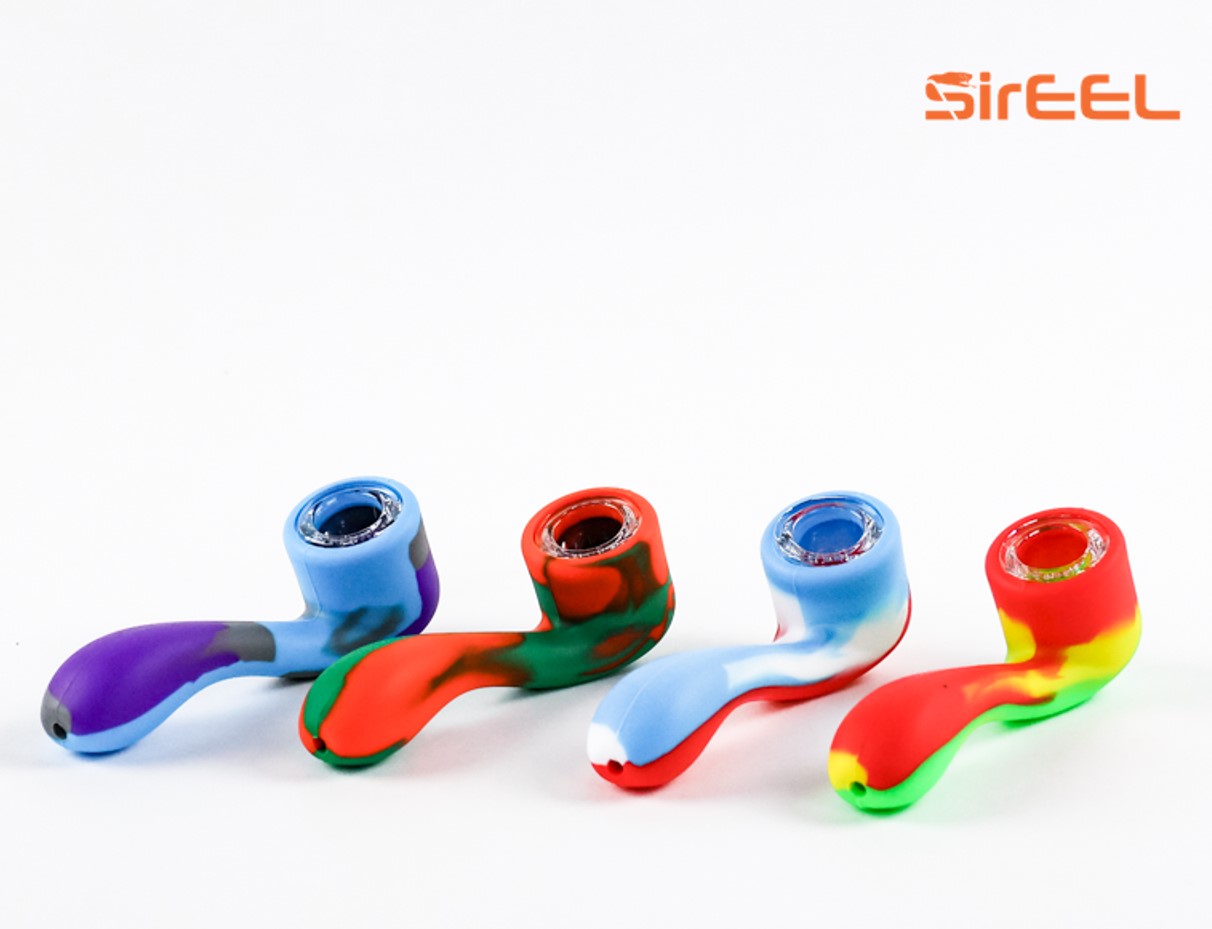SIREEL - 5.5'' SILICONE SAVANT HAND PIPE W/ GLASS SCREEN - (ASSORTED COLORS)