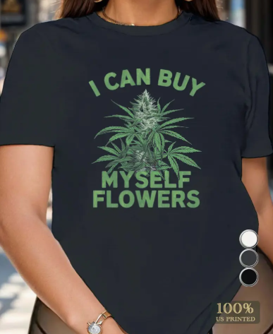 GRAPHIC TEE BUY MYSELF FLOWERS- L