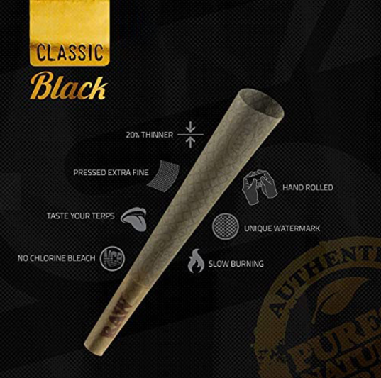 RAW BLACK CONES - KING SIZE - 3 PK