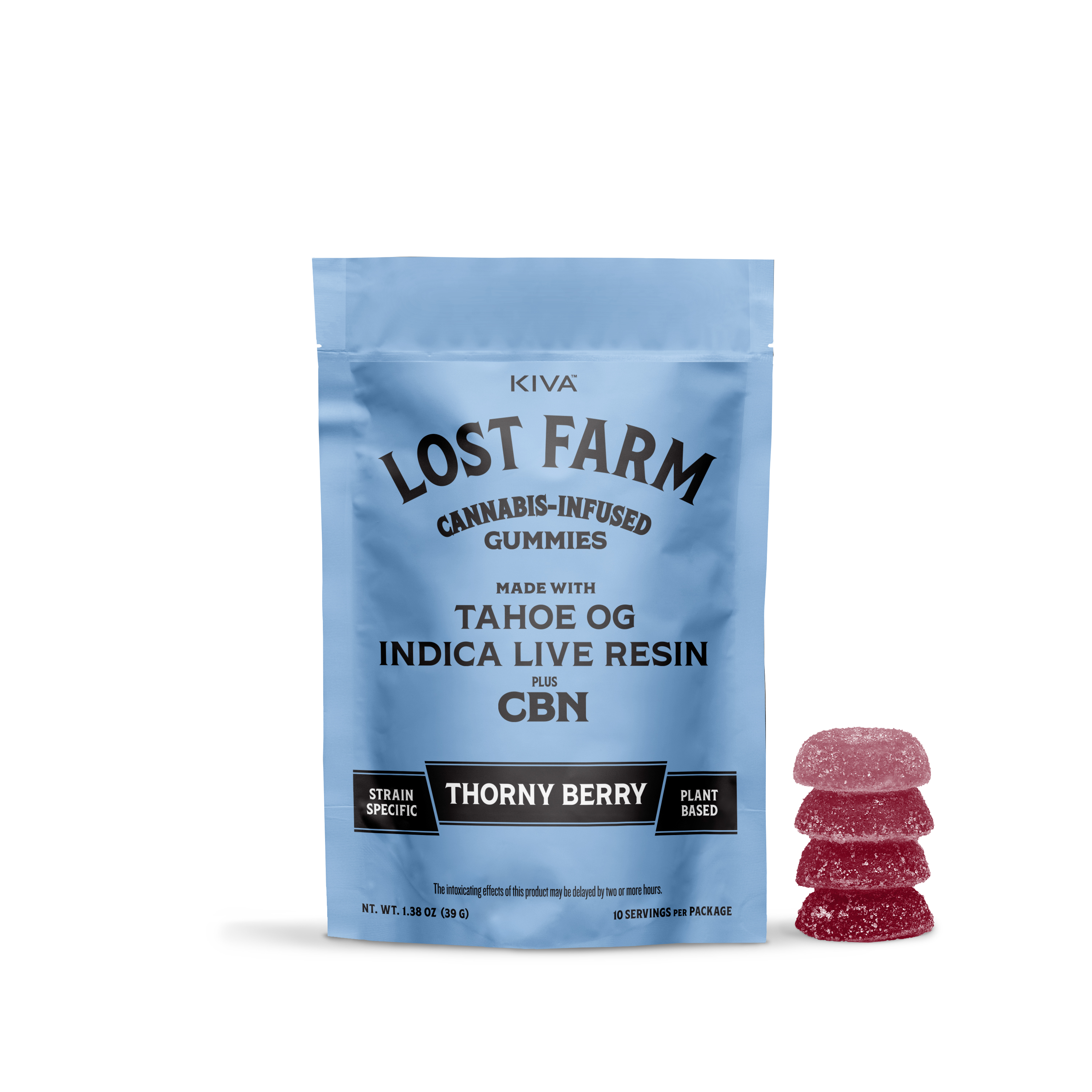 Kiva Lost Farm Thorny Berry X Tahoe OG Live Resin Gummies - 100 mg - 10 Pack
