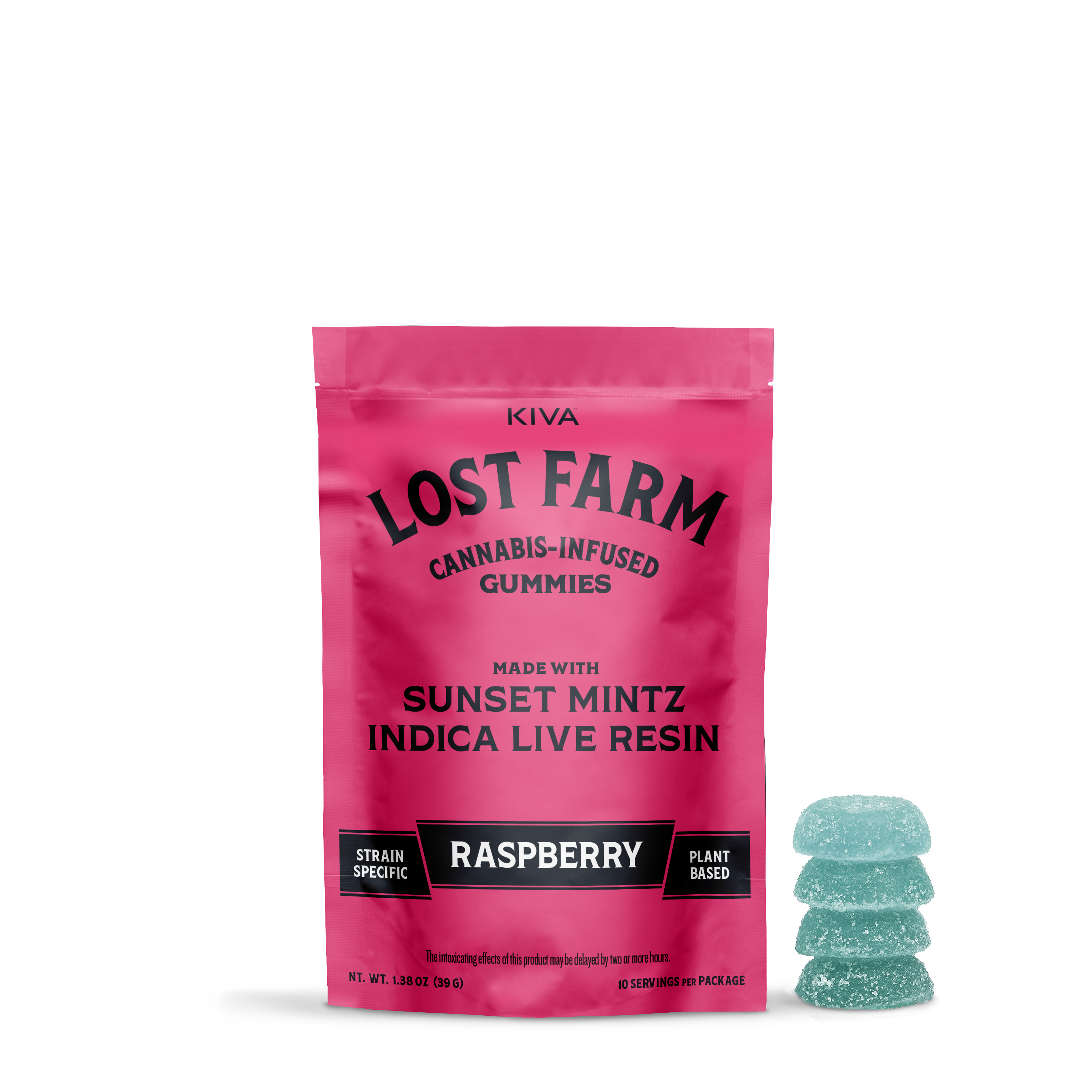 Kiva Lost Farm Raspberry X Sunset Mintz Live Resin Gummies - 100 mg - 10 Pack