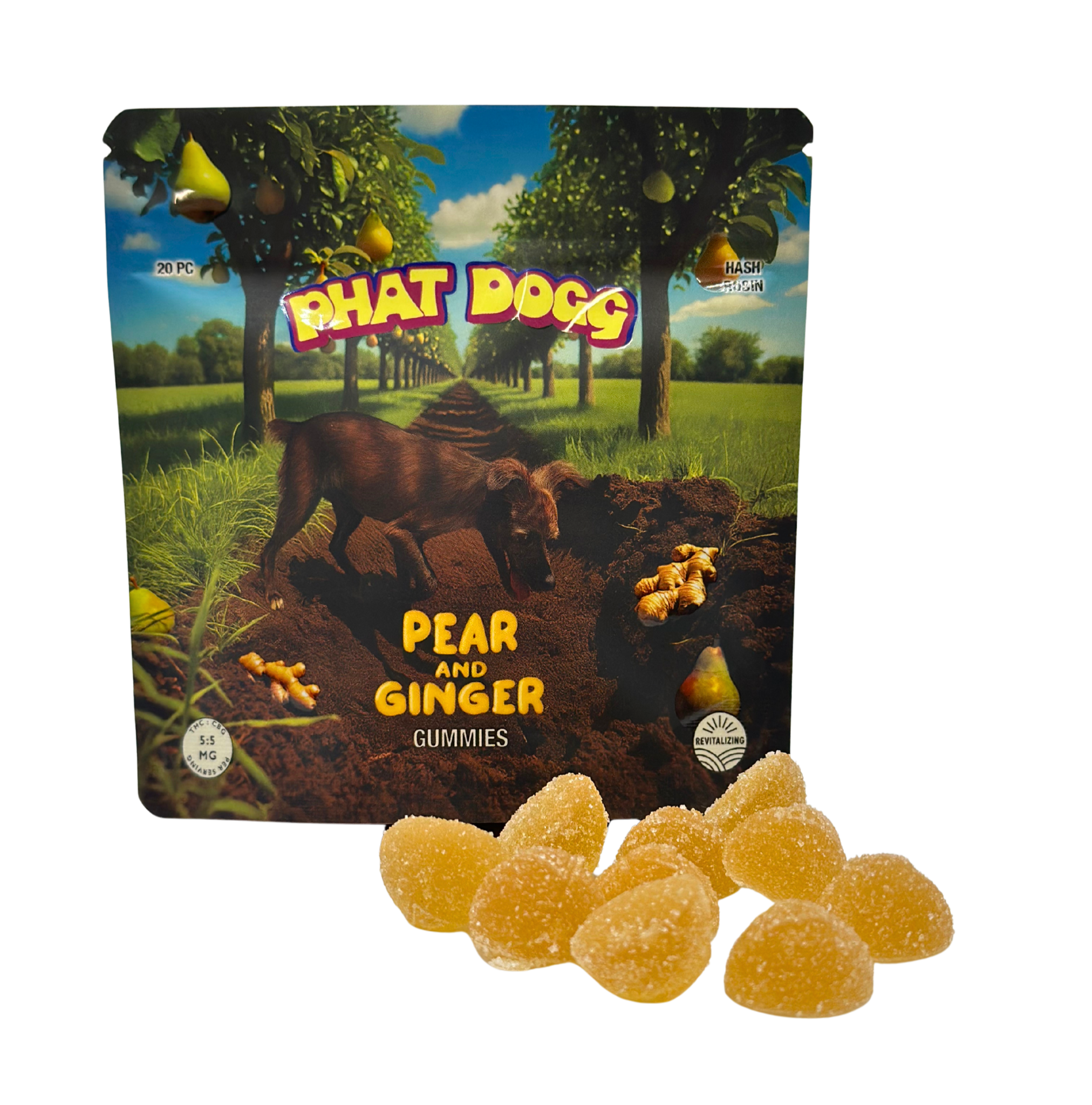 Pear & Ginger Gummies (5:5 THC:CBG) | Red Pop Rosin Infused - 100 mg - 20 Pack